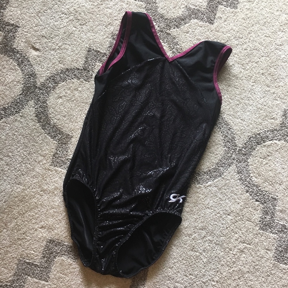 V-Neck Black Gymnastics Leotard AL